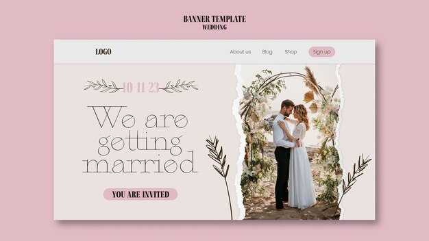 Flat design wedding template