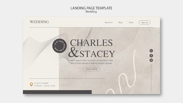 Flat design wedding template