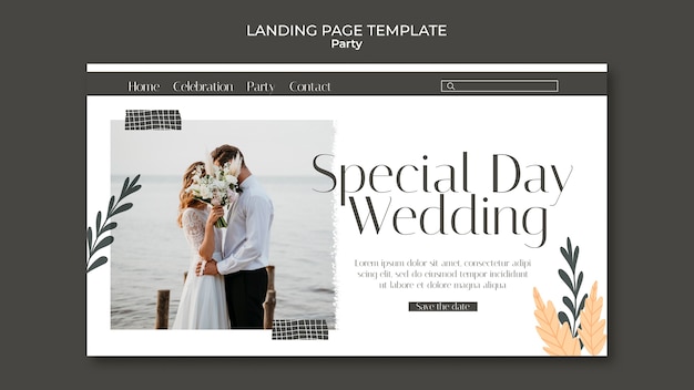 Free PSD flat design wedding template