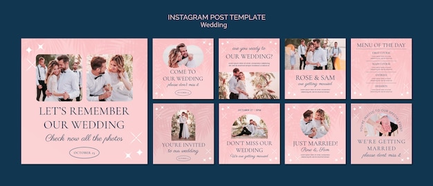 Free PSD flat design wedding template