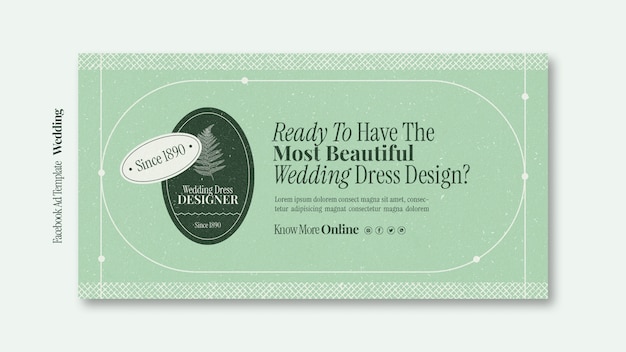 Free PSD flat design wedding template