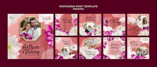 Free PSD flat design wedding template