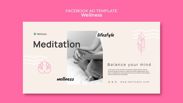 Free PSD flat design wellness template