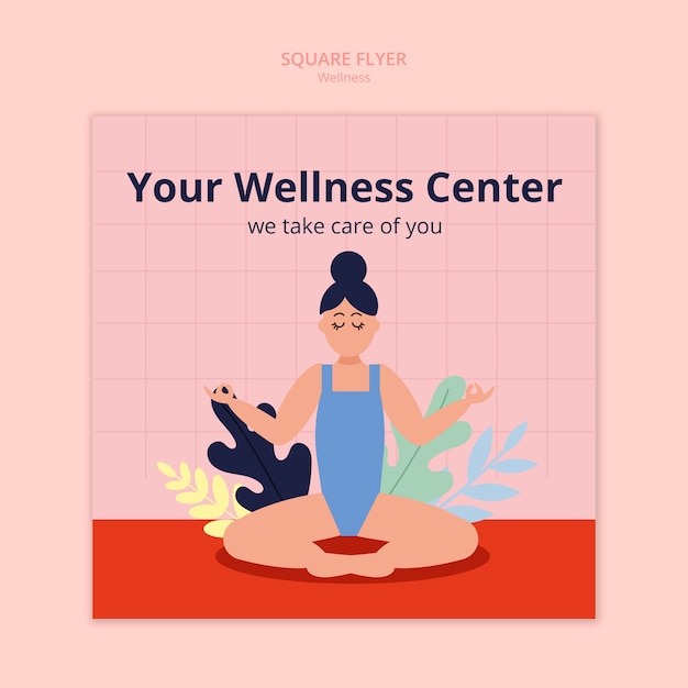 Free PSD flat design wellness template