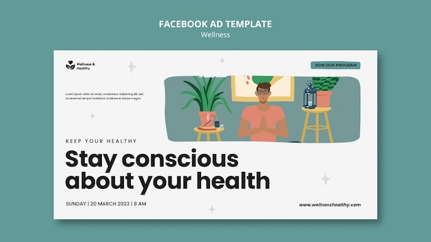 Flat design wellness template