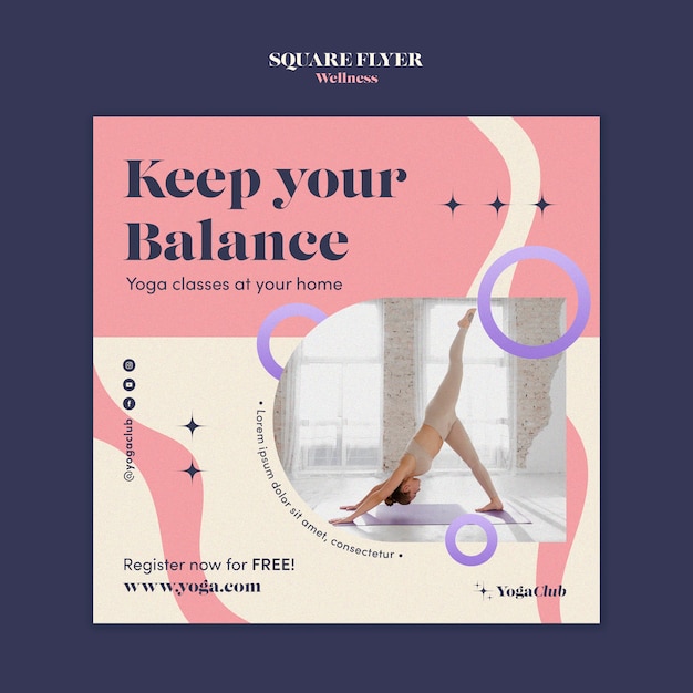 Free PSD flat design wellness template