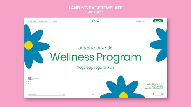 Free PSD flat design wellness template