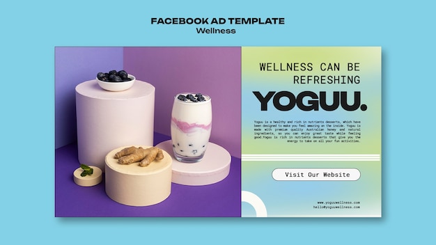 Free PSD flat design wellness template