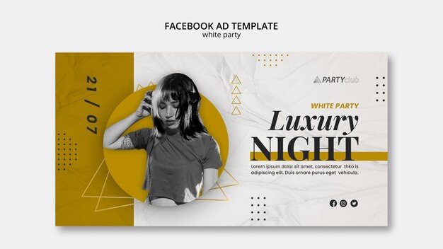 Flat design white party facebook ad template