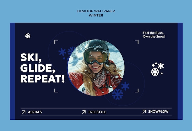 Free PSD flat design winter sale template