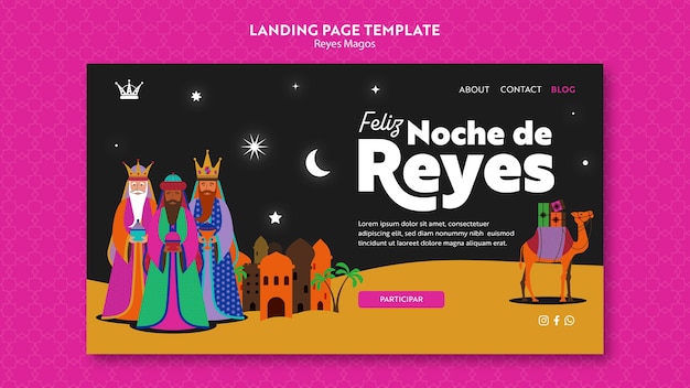 Free PSD flat design the wise men landing page template