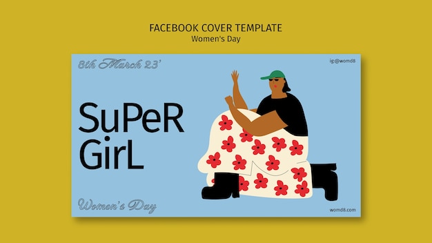 Free PSD flat design women's day facebook cover template