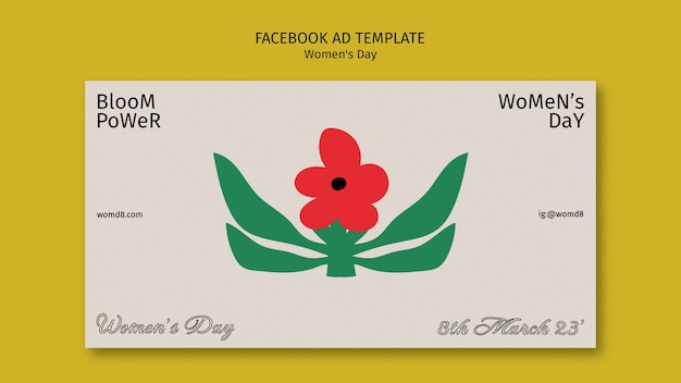 Free PSD flat design women's day facebook template