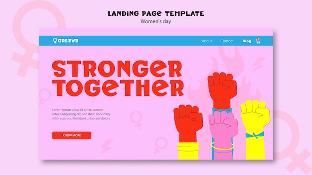 Free PSD flat design women's day landing page template