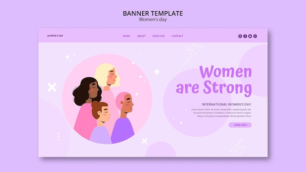 Free PSD flat design women's day landing page