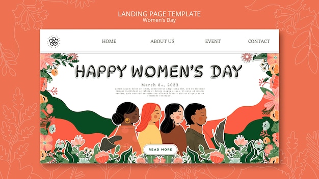 Free PSD flat design women's day template