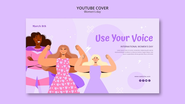 Free PSD flat design women's day youtube cover template