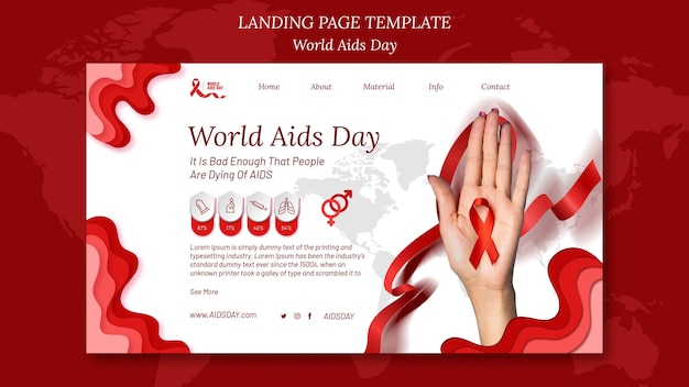 Free PSD flat design world aids day landing page