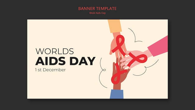 Free PSD flat design world aids day template