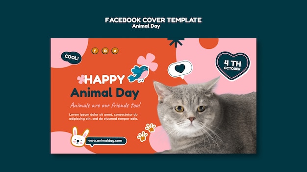 Free PSD flat design world animal day template