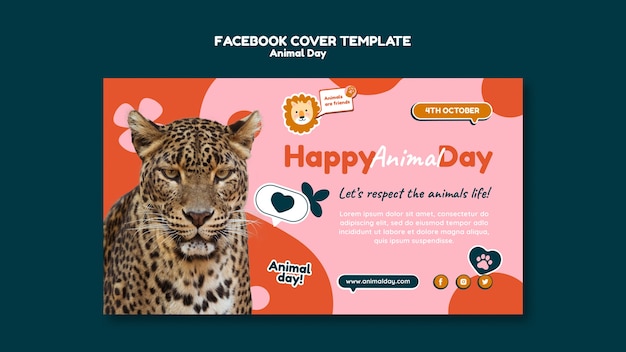 Free PSD flat design world animal day template