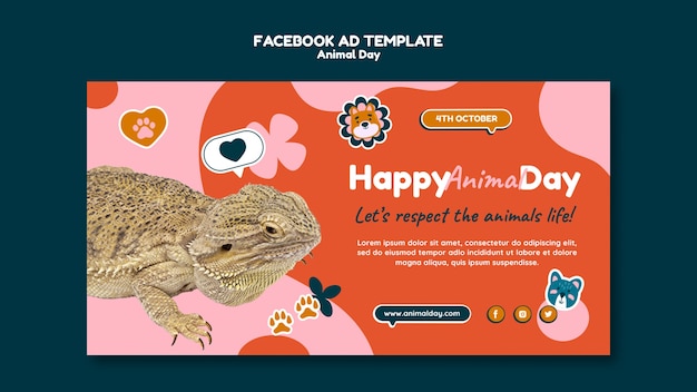 Free PSD flat design world animal day template