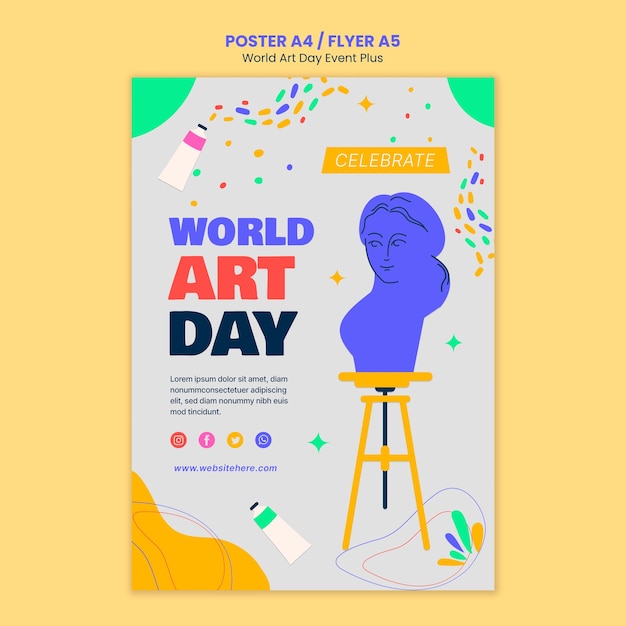 Free PSD flat design world art day template