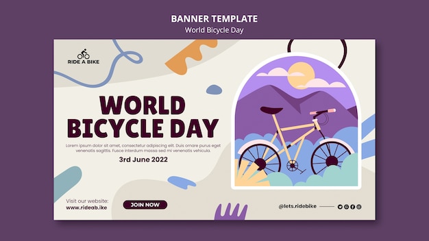 Flat design world bicycle day banner template