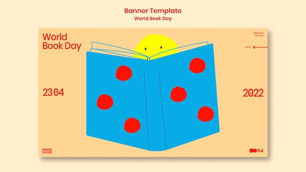 Free PSD flat design world book day banner template