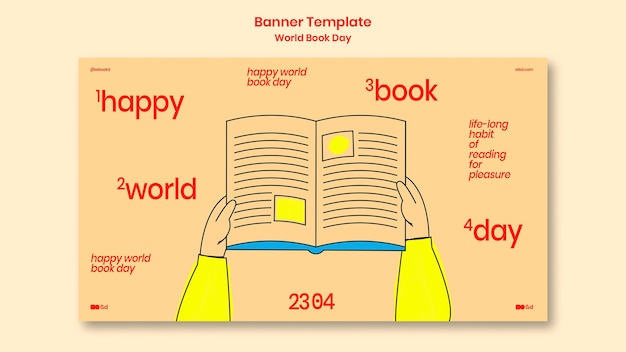 Free PSD flat design world book day banner template