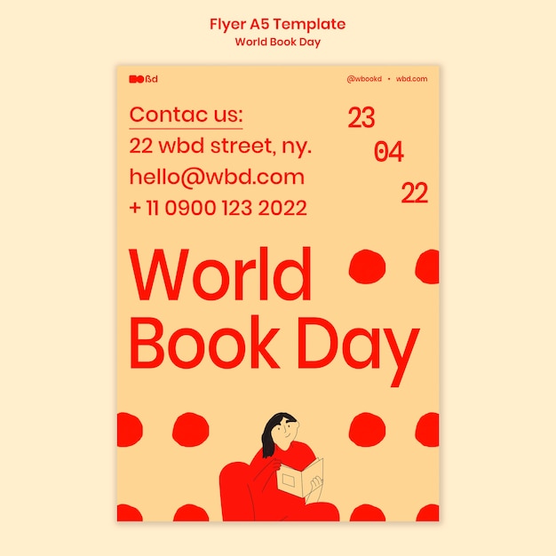 Free PSD flat design world book day poster template