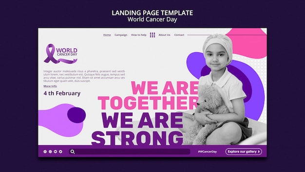 Free PSD flat design world cancer day landing page template