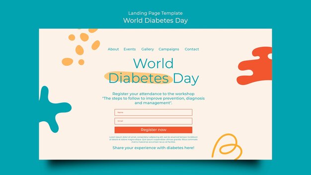 Flat design world diabetes day template