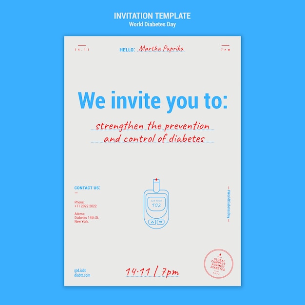 Free PSD flat design world diabetes day template