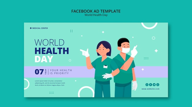 Flat design world health day template