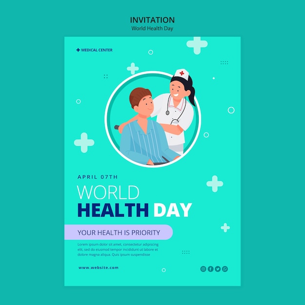 Free PSD flat design world health day template