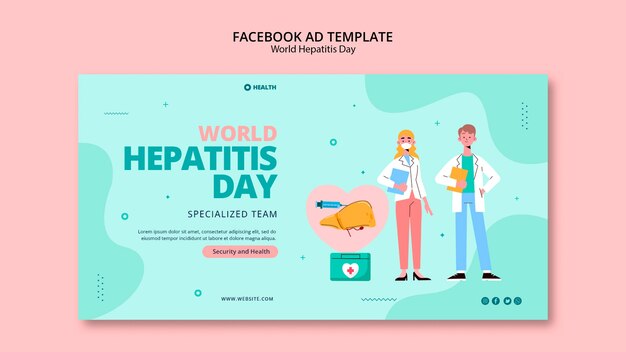 Flat design world hepatitis day facebook template