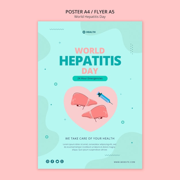 Free PSD flat design world hepatitis day flyer template