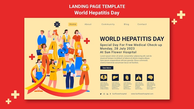 Flat design world hepatitis day landing page