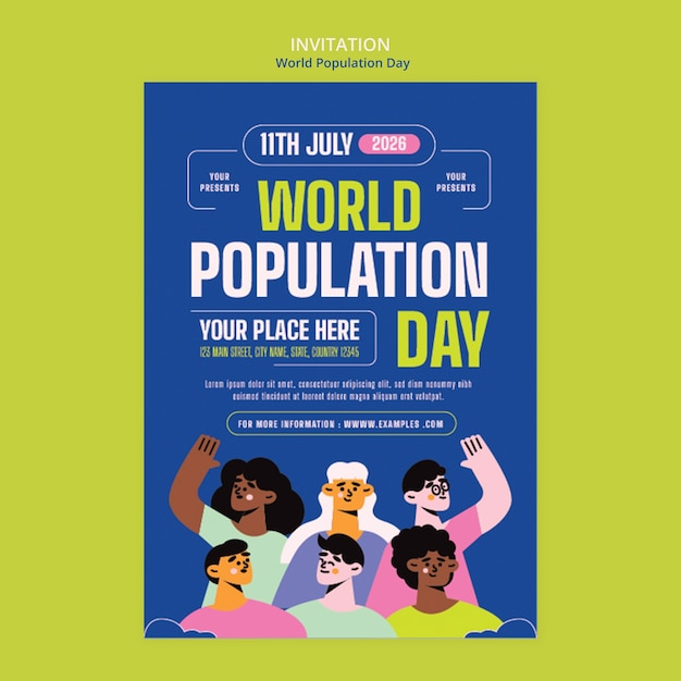 Flat design world population day invitation