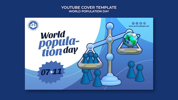 Free PSD flat design world population day template