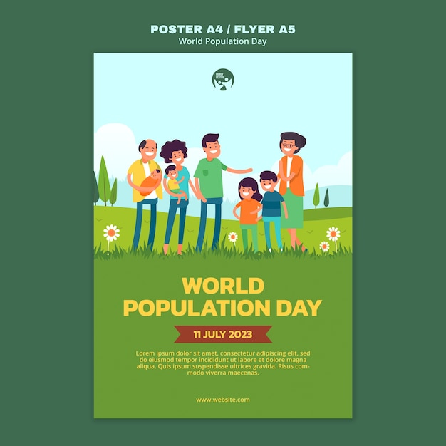 Free PSD flat design world population day template