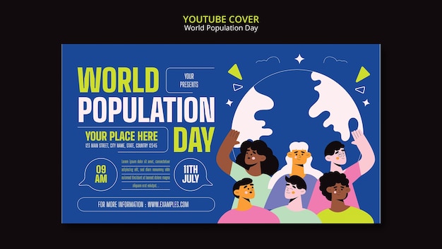 Free PSD flat design world population day youtube cover