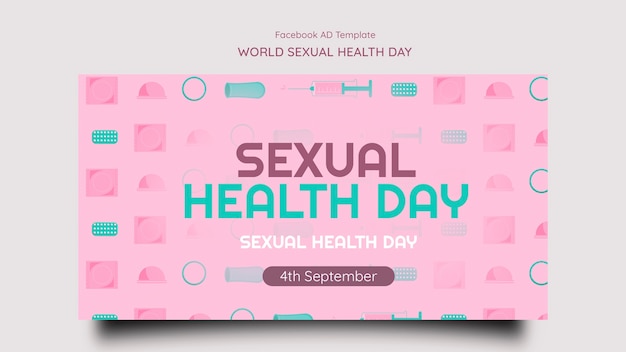 Free PSD flat design world sexual health day  facebook template