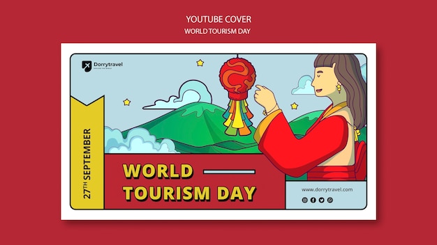 Free PSD flat design world tourism day template