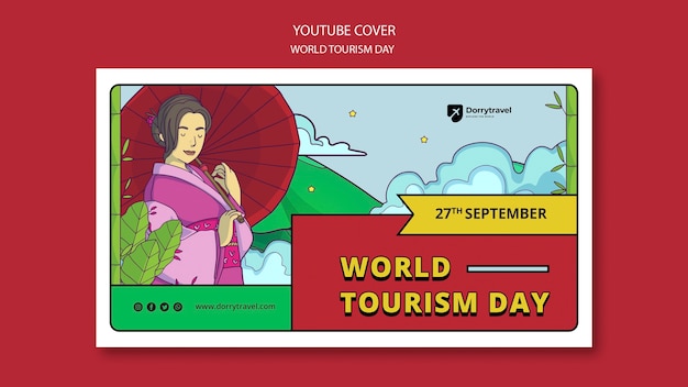 Free PSD flat design world tourism day template