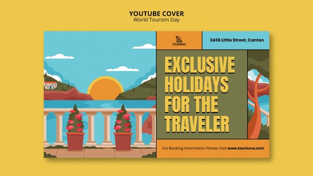 Free PSD flat design world tourism day template