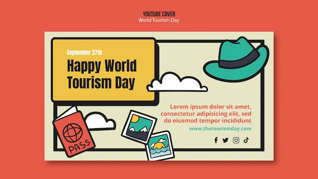 Free PSD flat design world tourism day template