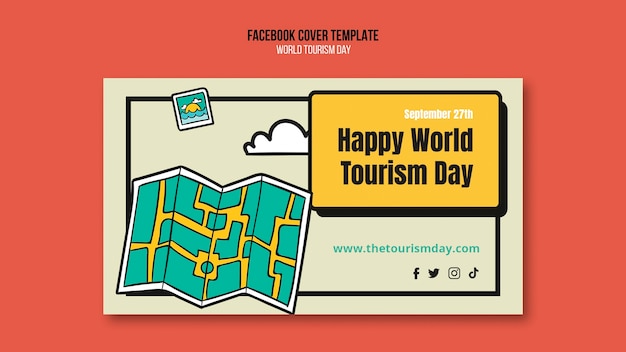 Free PSD flat design world tourism day template