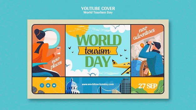 Flat design world tourism day template